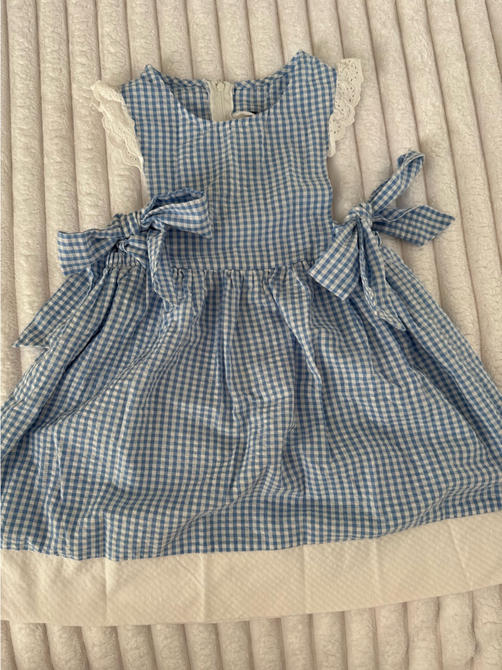 Rare Editions Blue Gingham Bow-Detail Kids Dress